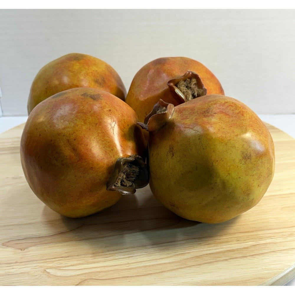 Decorative Pomegranates Set of 4 Brown Yellow Red Faux Fruit Kitchen Decor